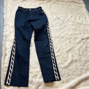 Women's Straight Leg Jeans with Side Pattern
